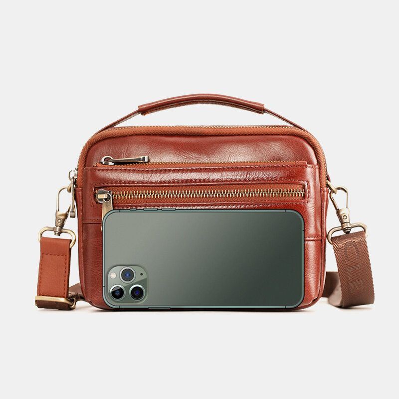 Heren Echt Leer Multifunctionele Multi-carry 6.5 Inch Telefoon Tas Crossbody Tas Heuptas