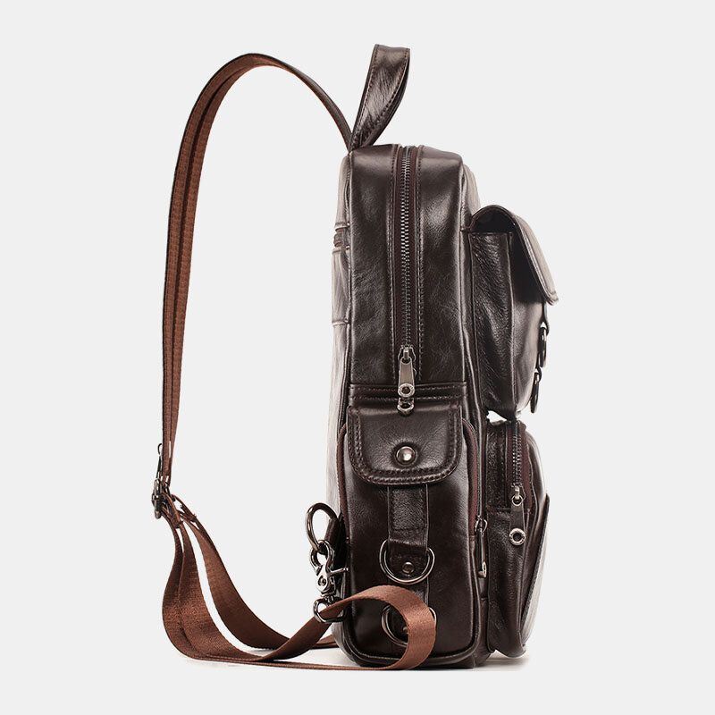 Heren Echt Leer Multifunctionele Multi-carry Outdoor Reizen Koeienhuid Crossbody Tas Rugzak