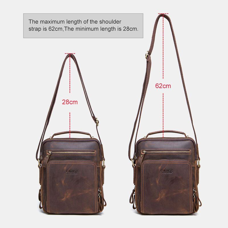 Heren Echt Leer Multifunctionele Multi-pocket Vintage Aktetassen Messenger Bag Crossbody Tas Handtas