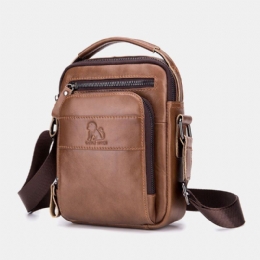 Heren Echt Leer Multifunctionele Multi-pocket Waterdichte Crossbody Tas Schoudertas