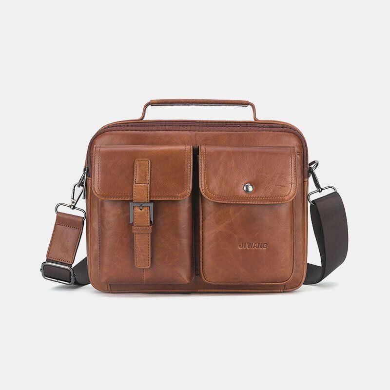 Heren Echt Leer Multifunctionele Retro Grote Capaciteit Handtas Schoudertas Cross Body Bag