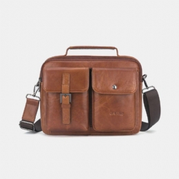 Heren Echt Leer Multifunctionele Retro Grote Capaciteit Handtas Schoudertas Cross Body Bag