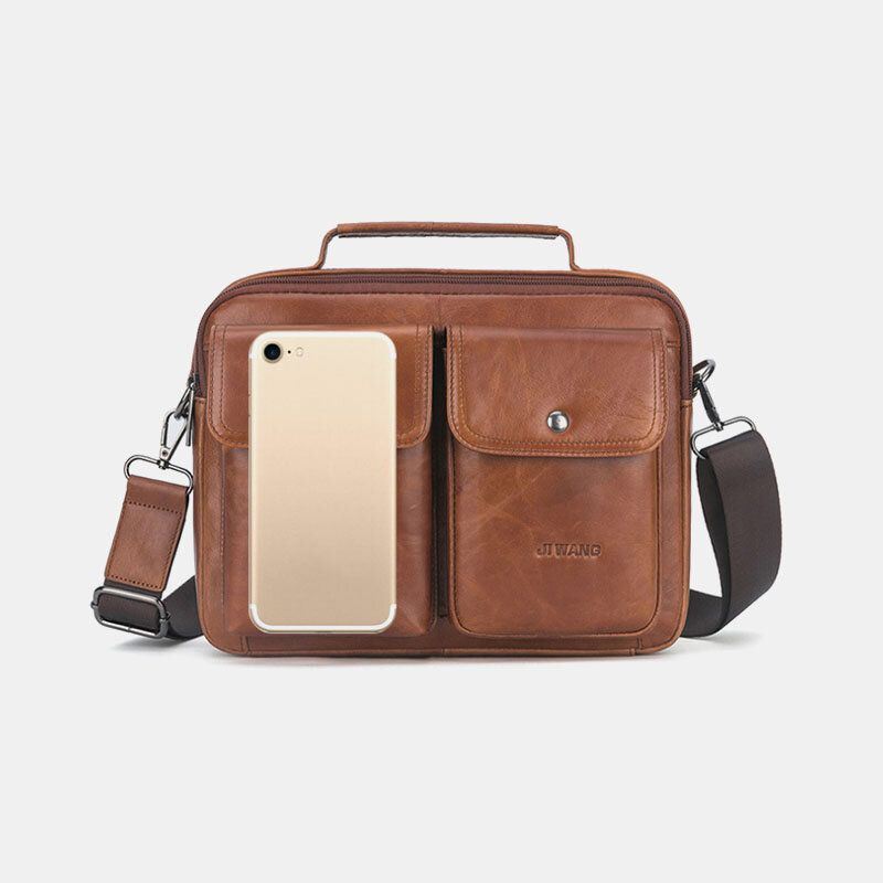 Heren Echt Leer Multifunctionele Retro Grote Capaciteit Handtas Schoudertas Cross Body Bag