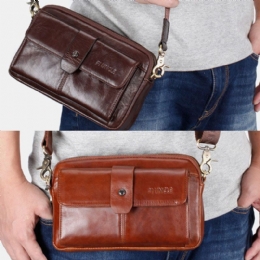 Heren Echt Leer Multifunctionele Retro Schoudertas Heuptas Cross Body Bag