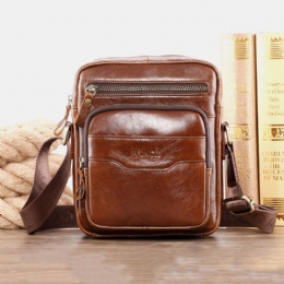 Heren Echt Leer Multifunctionele Retro Slijtvaste Grote Capaciteit Handtas Schoudertas Cross Body Bag