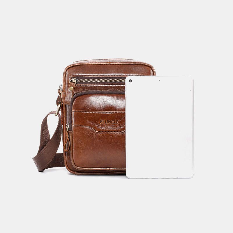 Heren Echt Leer Multifunctionele Retro Slijtvaste Grote Capaciteit Handtas Schoudertas Cross Body Bag