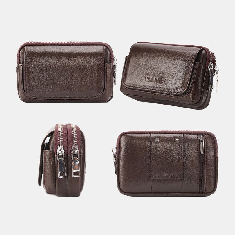 Heren Echt Leer Retro Multi-carry Mini Telefoon Tas Kaarthouder Tas Heuptas Crossbody Tas: