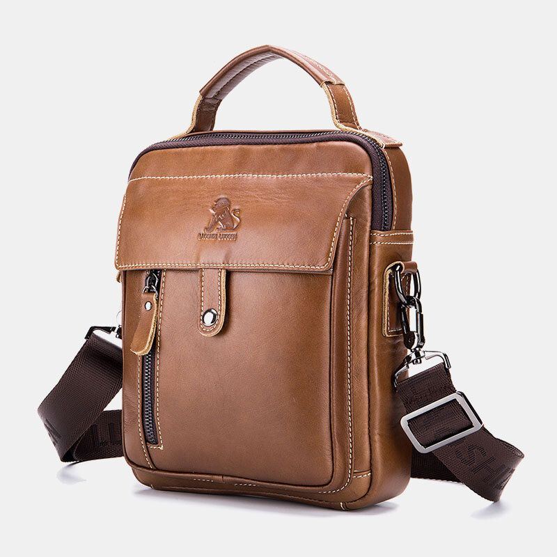 Heren Echt Leer Retro Zakelijke Kleine Koeienhuid Lederen Schoudertas Crossbody Tas