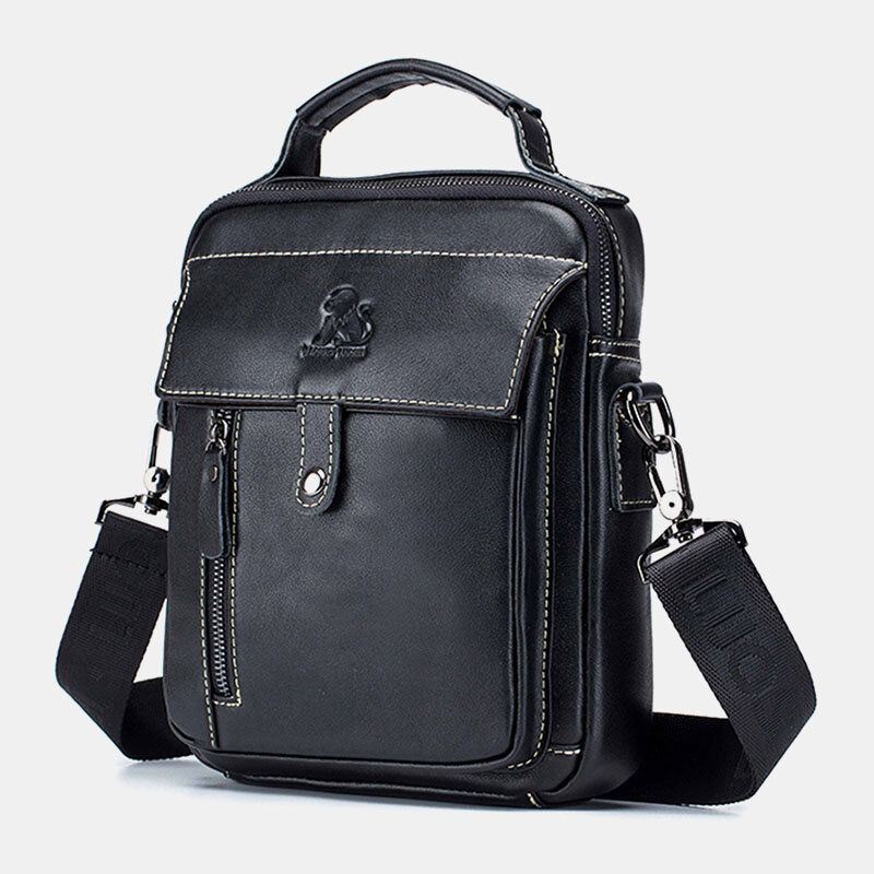 Heren Echt Leer Retro Zakelijke Kleine Koeienhuid Lederen Schoudertas Crossbody Tas