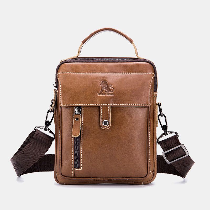 Heren Echt Leer Retro Zakelijke Kleine Koeienhuid Lederen Schoudertas Crossbody Tas