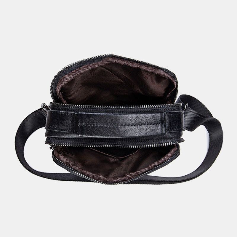 Heren Echt Leer Retro Zakelijke Kleine Koeienhuid Lederen Schoudertas Crossbody Tas