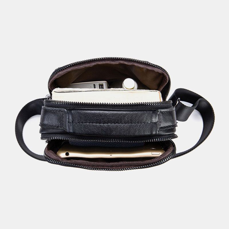 Heren Echt Leer Retro Zakelijke Kleine Koeienhuid Lederen Schoudertas Crossbody Tas