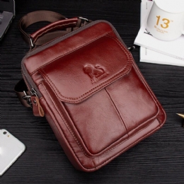 Heren Echt Leer Retro Zakelijke Lederen Schoudertas Crossbody Tas