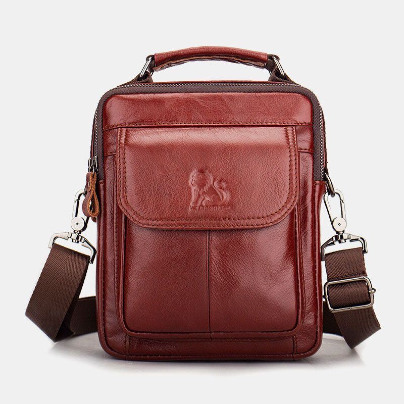 Heren Echt Leer Retro Zakelijke Lederen Schoudertas Crossbody Tas