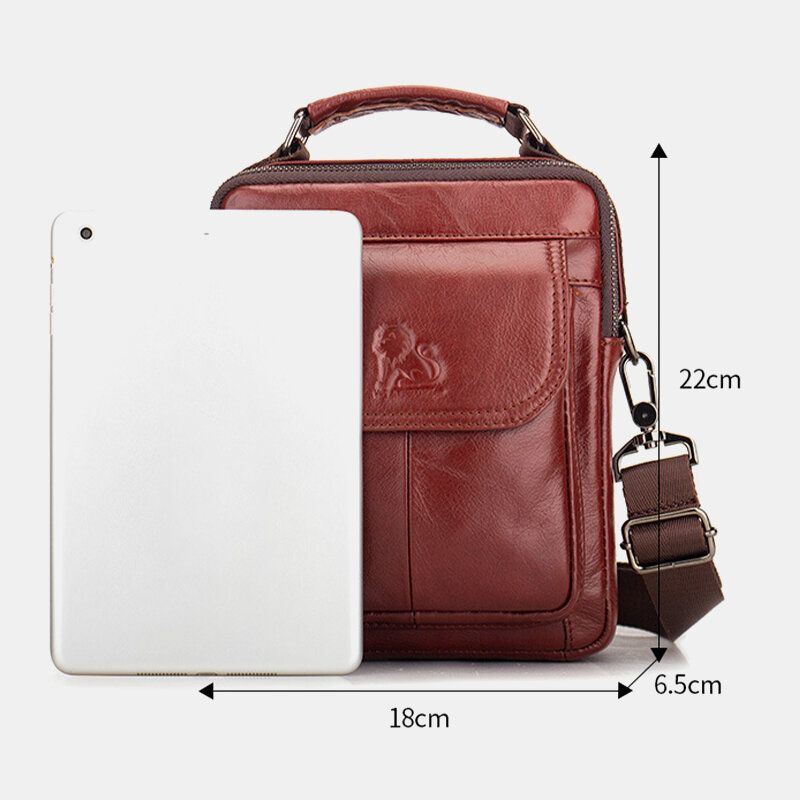 Heren Echt Leer Retro Zakelijke Lederen Schoudertas Crossbody Tas