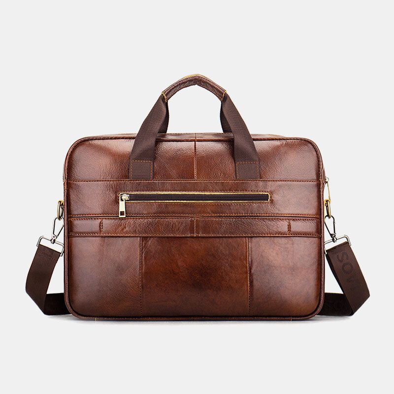 Heren Echt Leer Retro Zakelijke Multifunctionele 13 Inch Laptoptas Handtas Aktetas Crossbody Tas