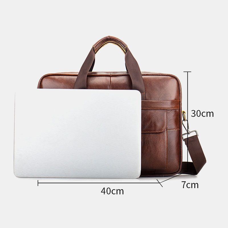 Heren Echt Leer Retro Zakelijke Multifunctionele 13 Inch Laptoptas Handtas Aktetas Crossbody Tas