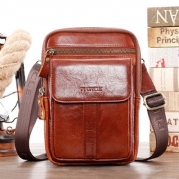 Heren Echt Leer Retro Zakelijke Multifunctionele Borsttas Schoudertas Cross Body Bag