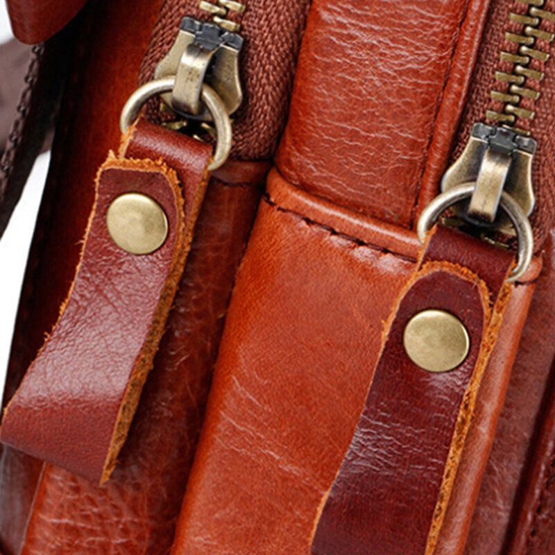 Heren Echt Leer Retro Zakelijke Multifunctionele Borsttas Schoudertas Cross Body Bag