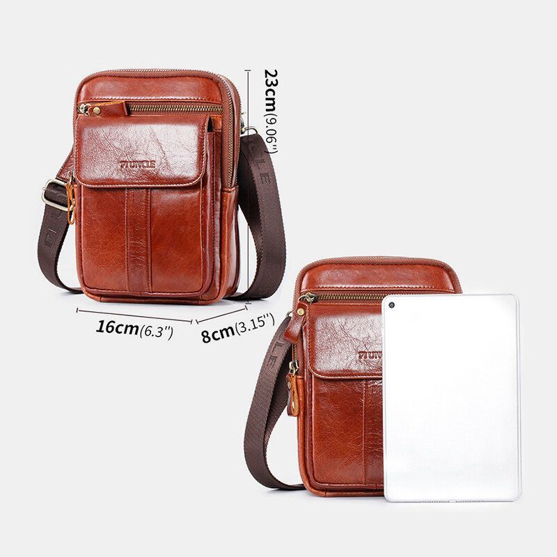 Heren Echt Leer Retro Zakelijke Multifunctionele Borsttas Schoudertas Cross Body Bag