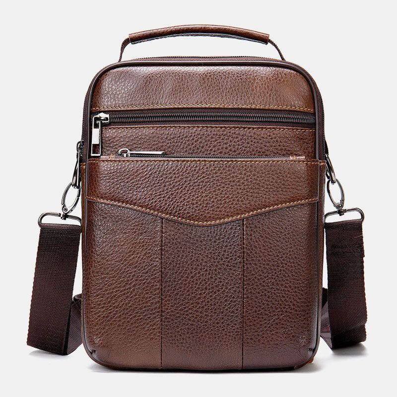 Heren Echt Leer Retro Zakelijke Verticale Handtas Crossbody Tas