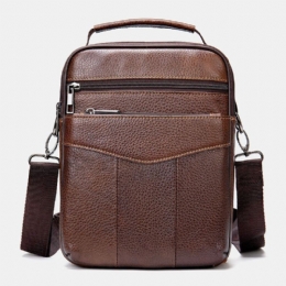 Heren Echt Leer Retro Zakelijke Verticale Handtas Crossbody Tas