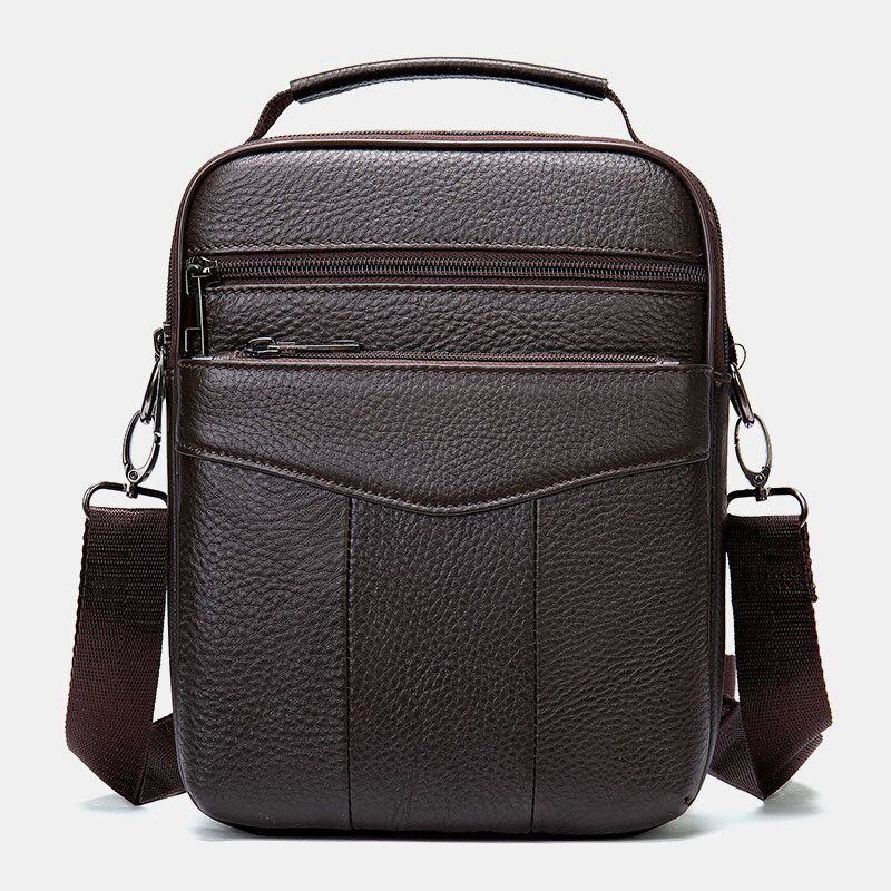 Heren Echt Leer Retro Zakelijke Verticale Handtas Crossbody Tas