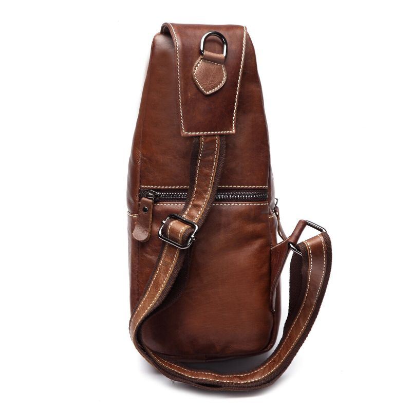 Heren Echt Leer Slijtvaste Geweven Zakelijke Casual Bruin Zwart Borsttas Schoudertas Crossbody Tas: