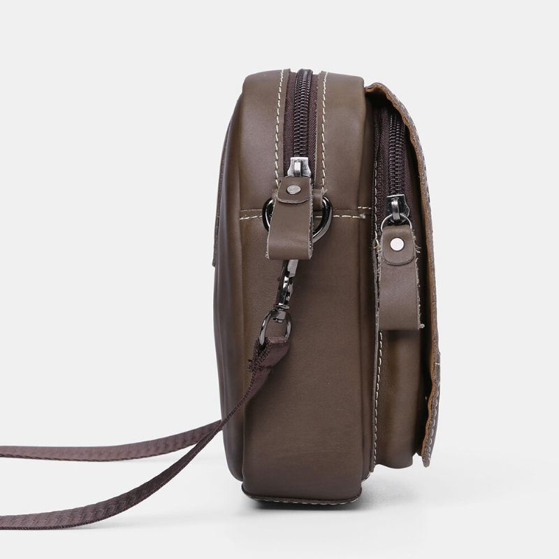 Heren Echt Leer Slijtvaste Grote Capaciteit Vintage Koeienhuid Crossbody Tassen Schoudertas Enkele Tas