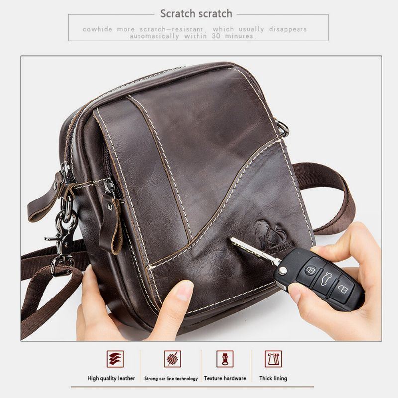 Heren Echt Leer Slijtvaste Grote Capaciteit Vintage Koeienhuid Crossbody Tassen Schoudertas Enkele Tas