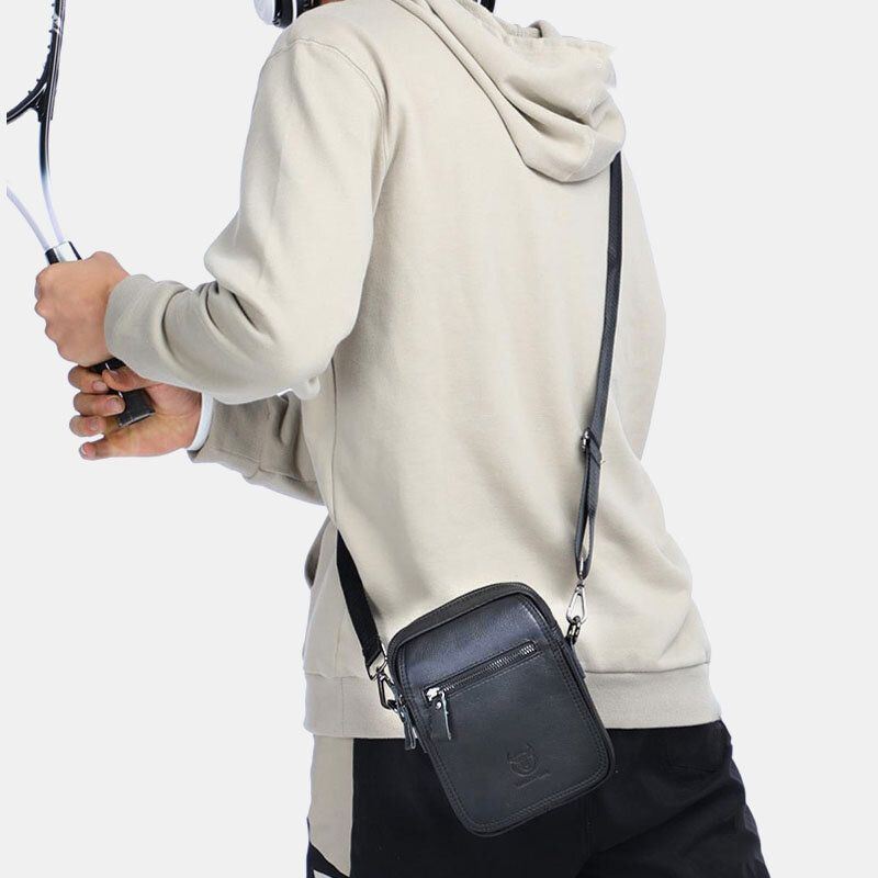 Heren Echt Leer Waterdichte Multifunctionele Multi-layer Crossbody Tas Schoudertas