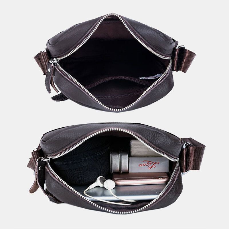 Heren Echt Leer Waterdichte Multifunctionele Multi-layer Crossbody Tas Schoudertas