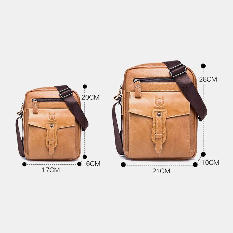 Heren Echt Leer Zakelijke Retro Effen Kleur Crossbody Tas Schoudertas