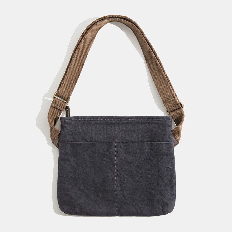 Heren Eenvoudige Olie Wax Canvas Messenger Bag Waterdicht Versterkte Polyester Webbing Crossbody Tas Schoudertas