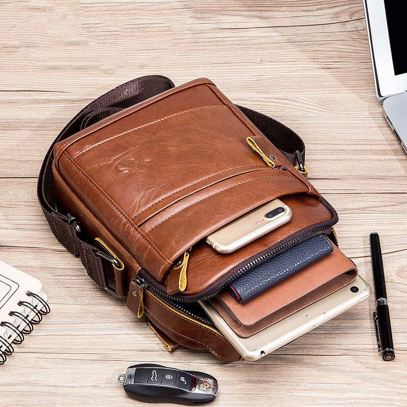 Heren Eerste Laag Koeienhuid Anti-diefstal Crossbody Tassen Multifunctionele Slijtvaste Grote Capaciteit Messenger Bag Handtas