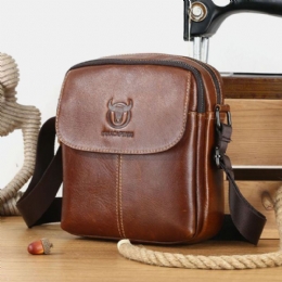 Heren Eerste Laag Koeienhuid Multi-pocket Crossbody Tas Retro Grote Capaciteit Back Anti-diefstal Pocket Schoudertas