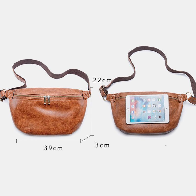 Heren Grote Capaciteit Waterdichte Crossbody Tas Pu Leer Anti-diefstal Casual Heuptas Borsttas Schoudertas: