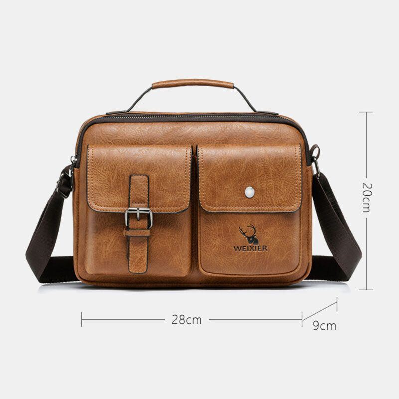 Heren Horizontale Pu-lederen Crossbodytassen Met Grote Capaciteit Waterdichte Slijtvaste Messenger Bag Schoudertas Handtas