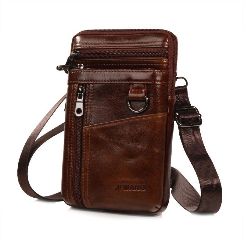 Heren Koeienhuid Multifunctionele Heuptas Vintage Crossbody Tas