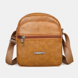 Heren Kunstleer Casual Dubbellaagse Lichtgewicht Slijtvaste Crossbody Tas