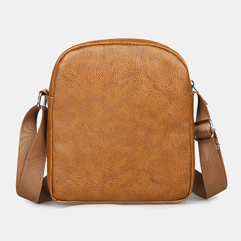 Heren Kunstleer Casual Dubbellaagse Lichtgewicht Slijtvaste Crossbody Tas