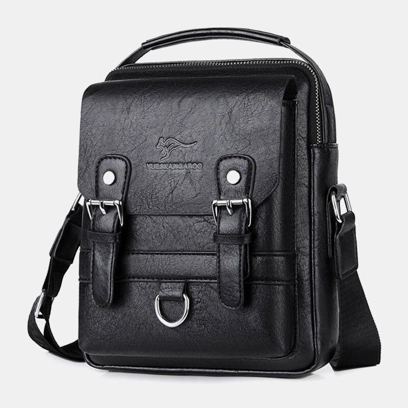 Heren Kunstleer Casual Waterdichte Slijtvaste Effen Kleur Zakelijke Crossbody Tas