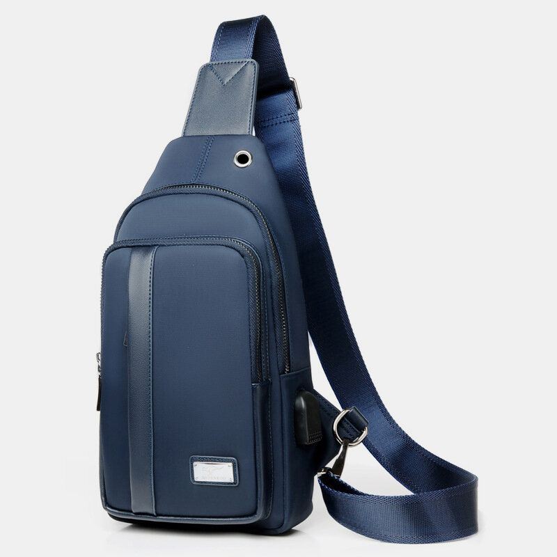 Heren Kunstleer Mode Borsttas Schoudertas Crossbodytas Met Usb-oplaadpoort