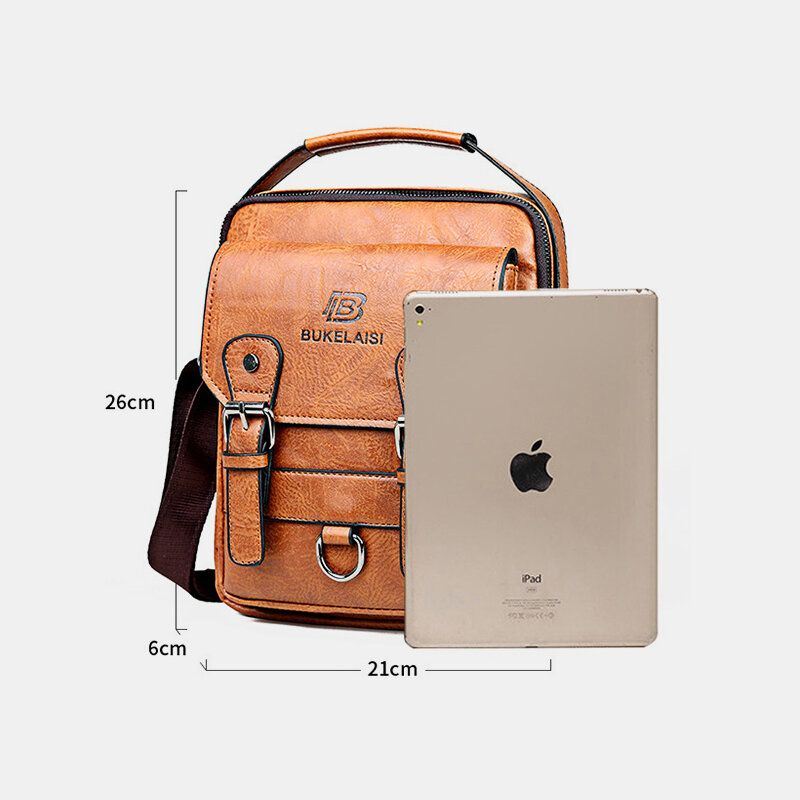 Heren Kunstleer Multi-pocket Anti-diefstal Multi-layer Waterdichte Zakelijke Crossbody Tas