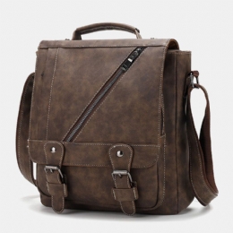 Heren Kunstleer Retro Grote Capaciteit Multi-carry Handtas Crossbody Tas