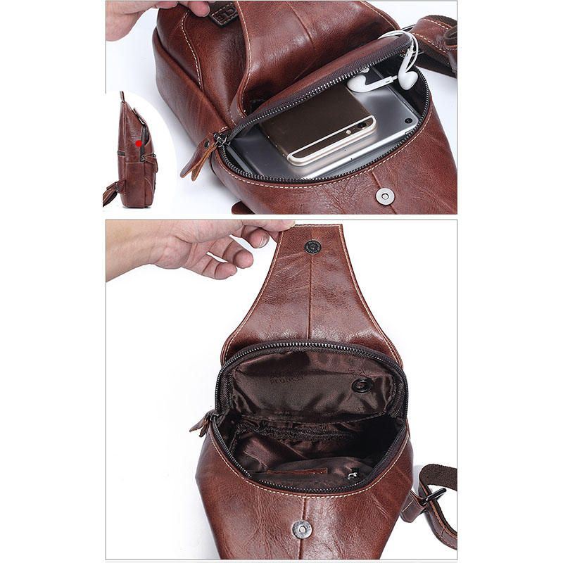 Heren Lederen Anti-diefstal Crossbody Tas Borsttas