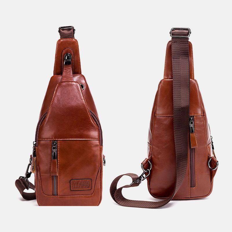 Heren Lederen Borsttas Schoudertas Crossbody Tas Eerste Laag Trend Mode Tas