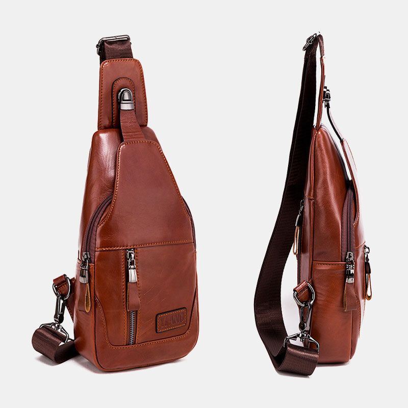 Heren Lederen Borsttas Schoudertas Crossbody Tas Eerste Laag Trend Mode Tas