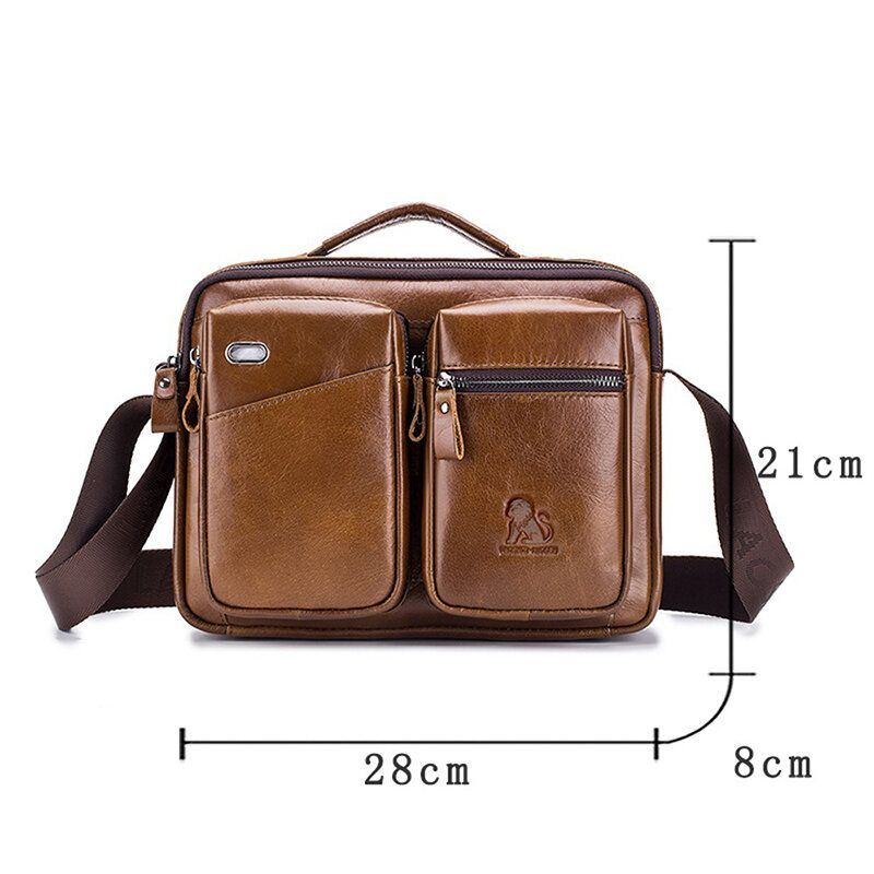 Heren Lederen Crossbody Tas Oortelefoon Koeienhuid Tas