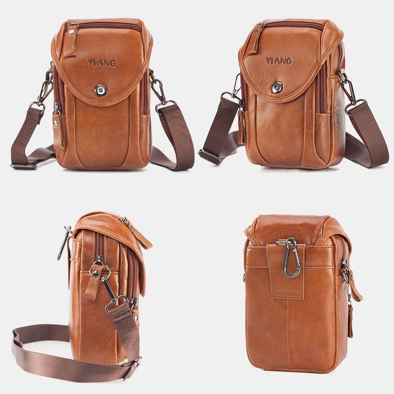 Heren Lederen Crossbody Tas Schoudertas Telefoon Tas Heupriem Tas Voor Outdoor